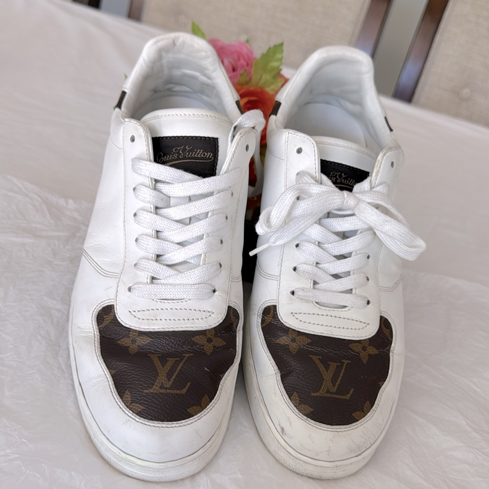 Authentic Louis Vuitton White and Brown Men's Sneakers - Picture 2 of 14